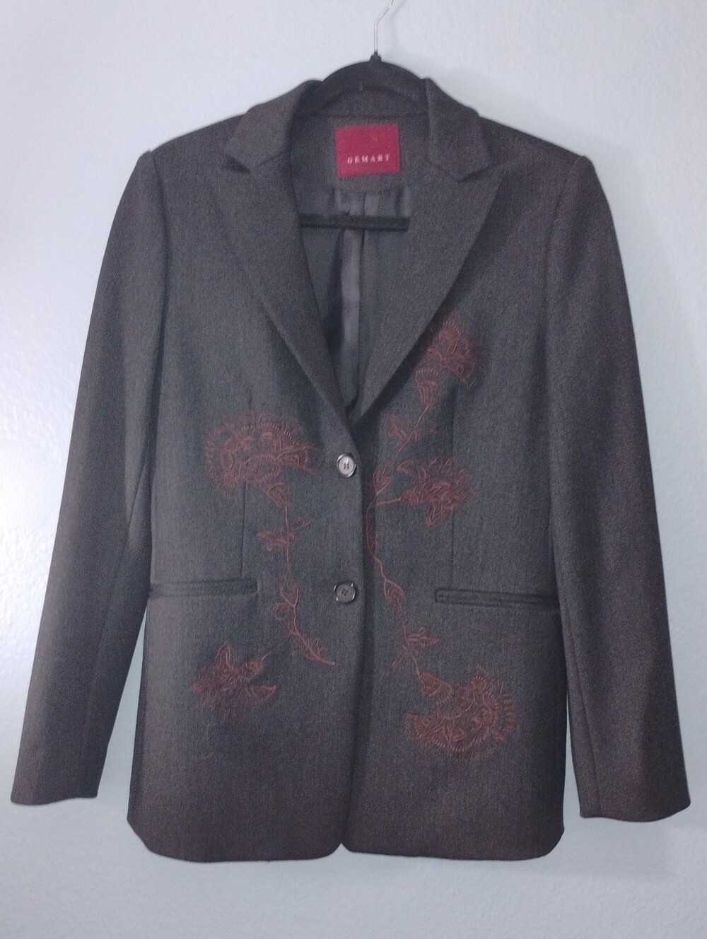 GEMART Grey Embroderet Floral Blazer